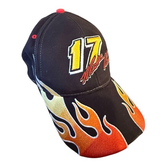 Vintage Dewalt Racing 17 Matt Kenseth Black and Orange Flame Emb NASCAR Hat - Picture 1 of 9